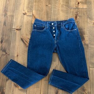 Levi's Dark Blue 501 High-Rise Button-Fly Jeans